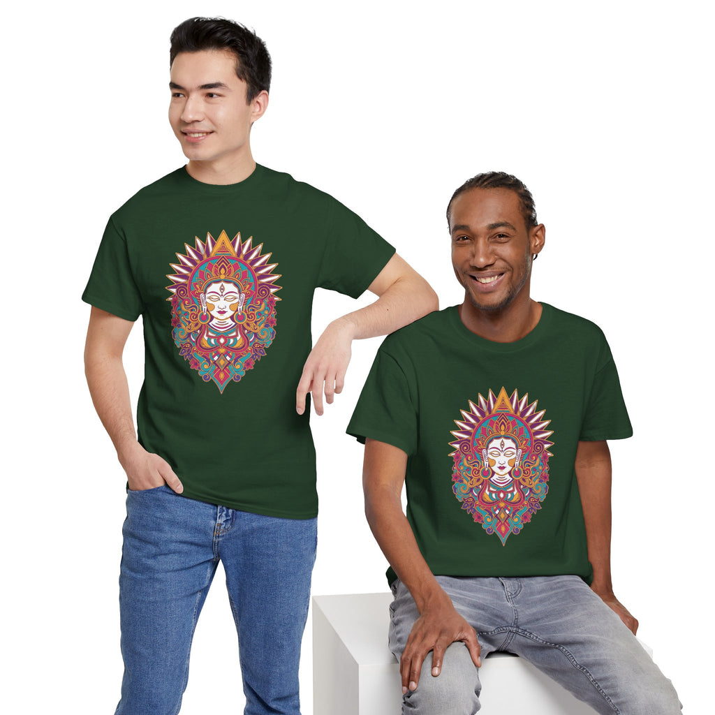Spiritual Goddess Sun Mandala Tee — Colorful Boho Yoga T‑Shirt