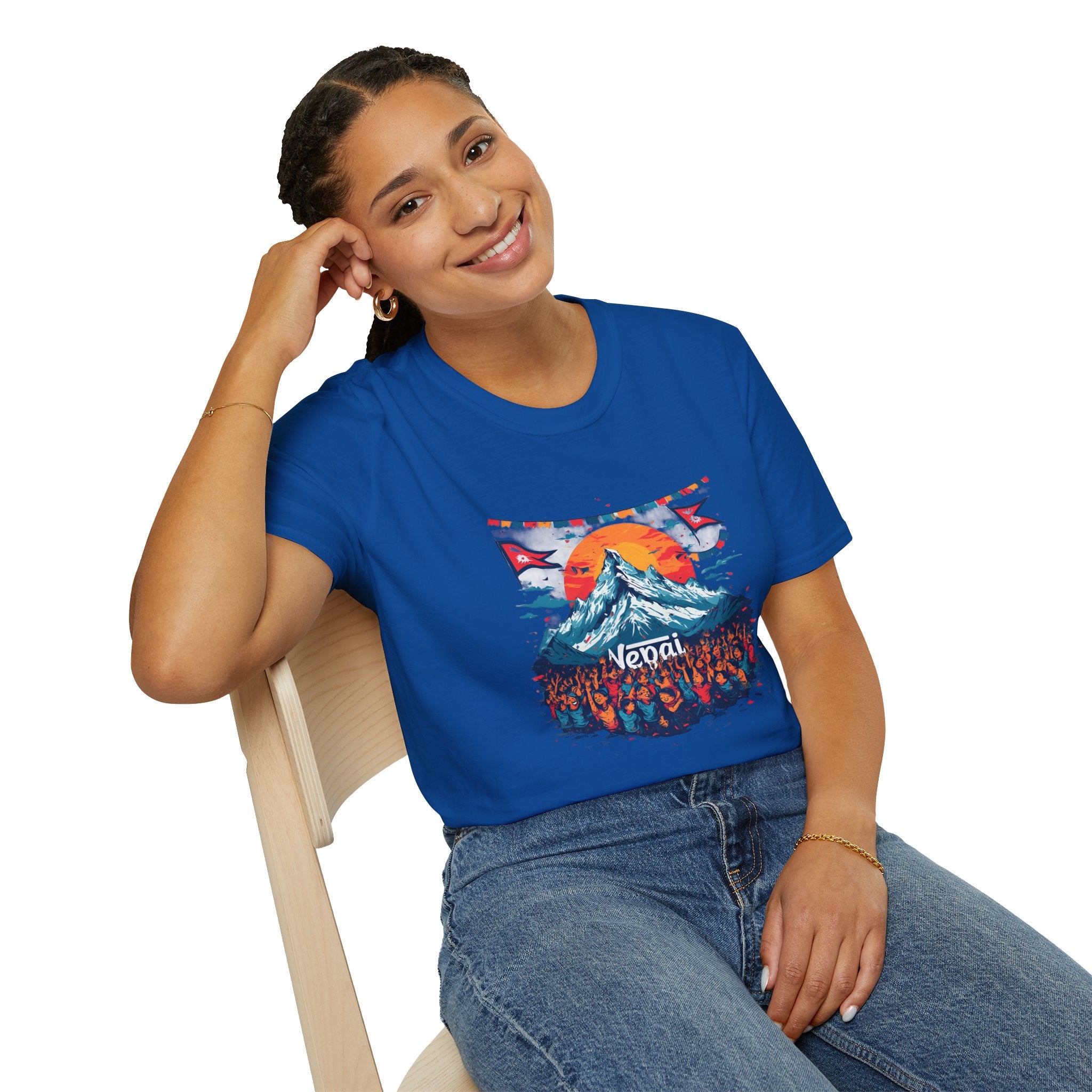 Nepal Mountain Sunrise T-Shirt — Retro Trekking Graphic Tee