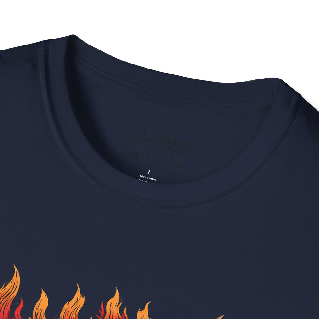 Flaming Demon Mask T-Shirt — Fierce Tattoo-Style Graphic Tee