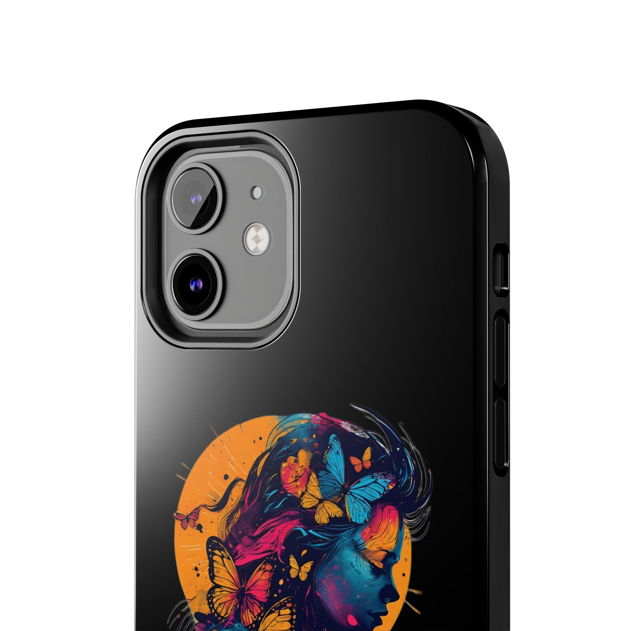 Butterfly Silhouette Tough Phone Case — Colorful Woman Art Protective Cover