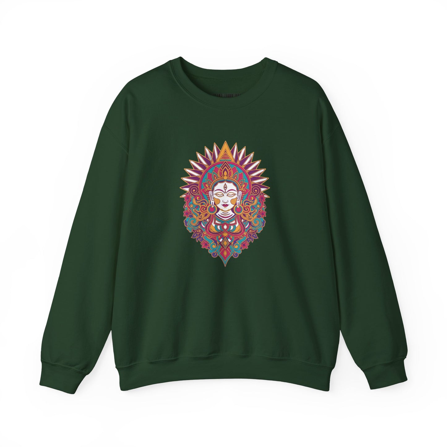 Crewneck Sweatshirt — Colorful Mandala Goddess Graphic