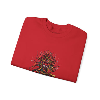 Crewneck Sweatshirt — Red Demon Guardian Graphic