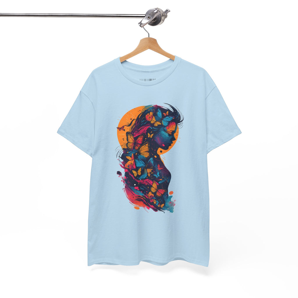 Butterfly Silhouette Graphic Tee — Colorful Maternity Profile Design