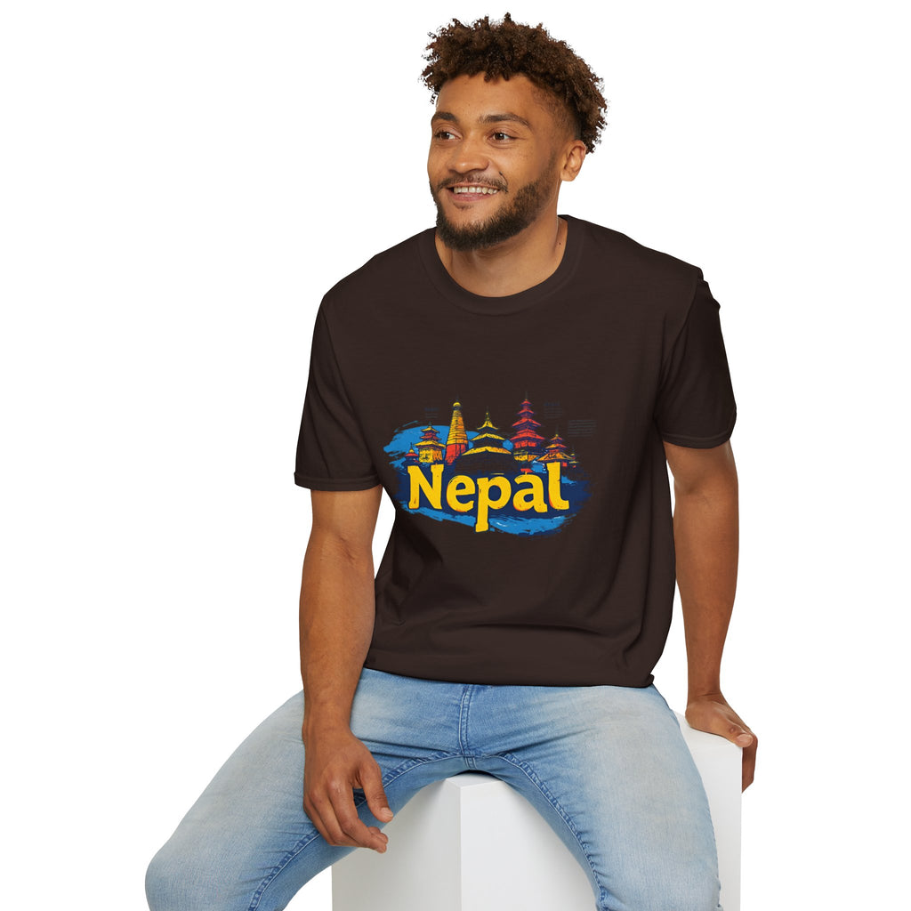 Nepal Temple Skyline T-Shirt – Nepali Cultural Heritage Graphic Tee, Travel & Spiritual Design
