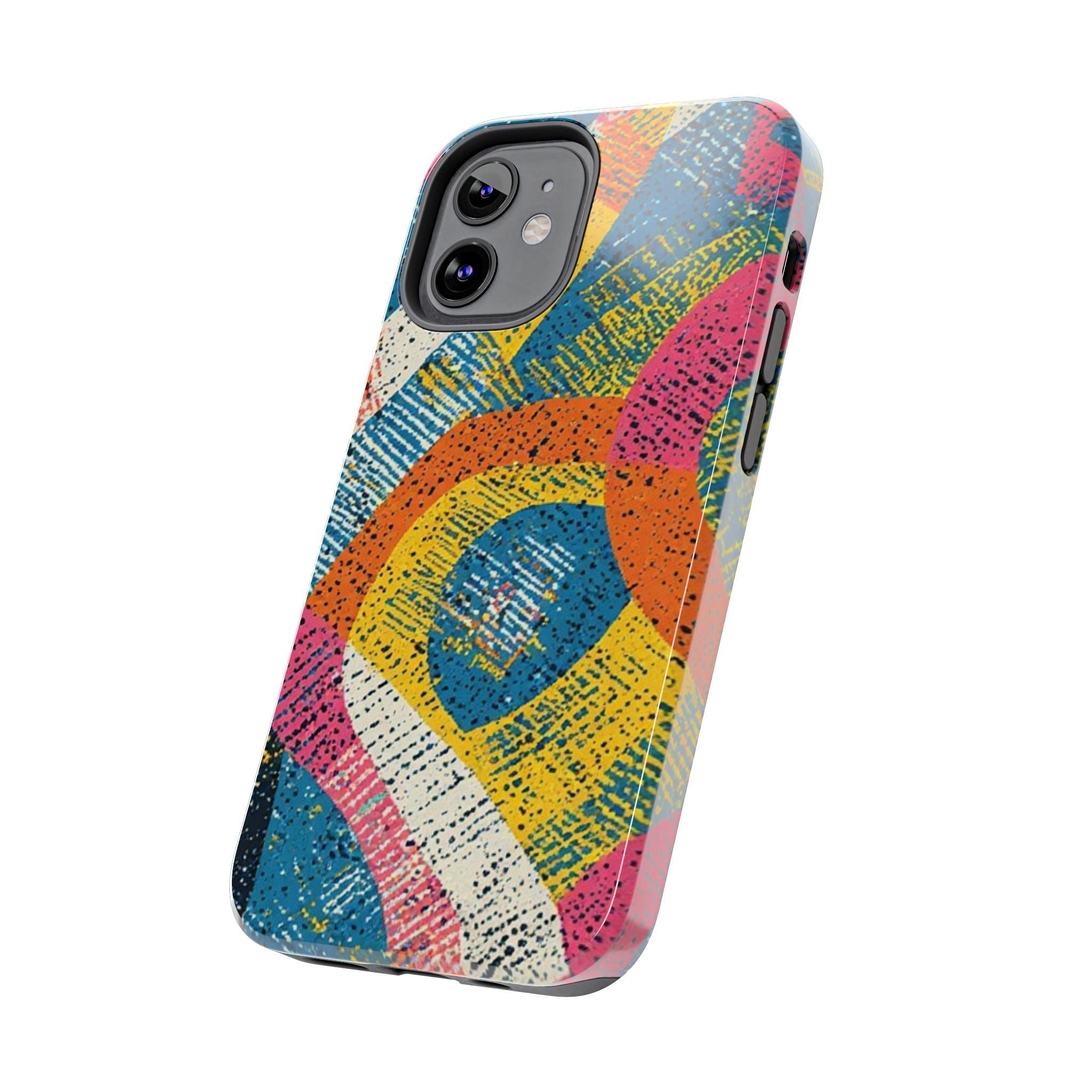 Bold Retro Abstract Tough Phone Case — Colorful Geometric Protective Cover