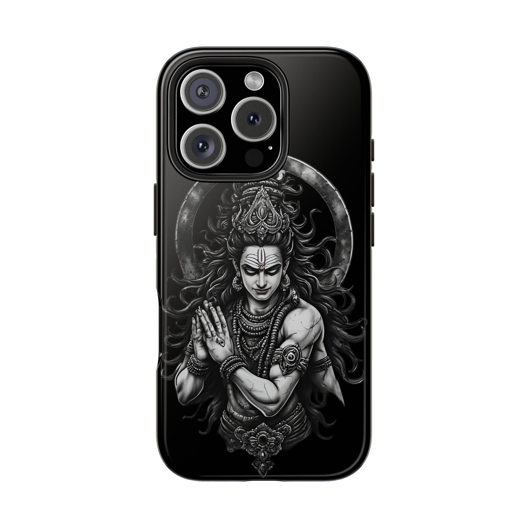 Shiva Tough Phone Case — Black Protective Hindu Deity Design