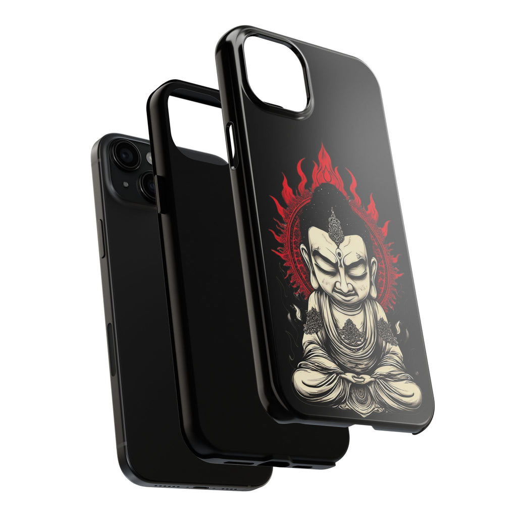 Meditative Buddha Tough Phone Case — Red Flame Zen Protection