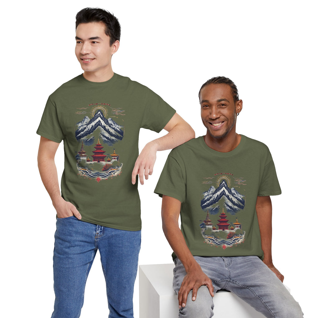 Japanese Mountain Pagoda T-Shirt — Zen Temple Landscape Tee
