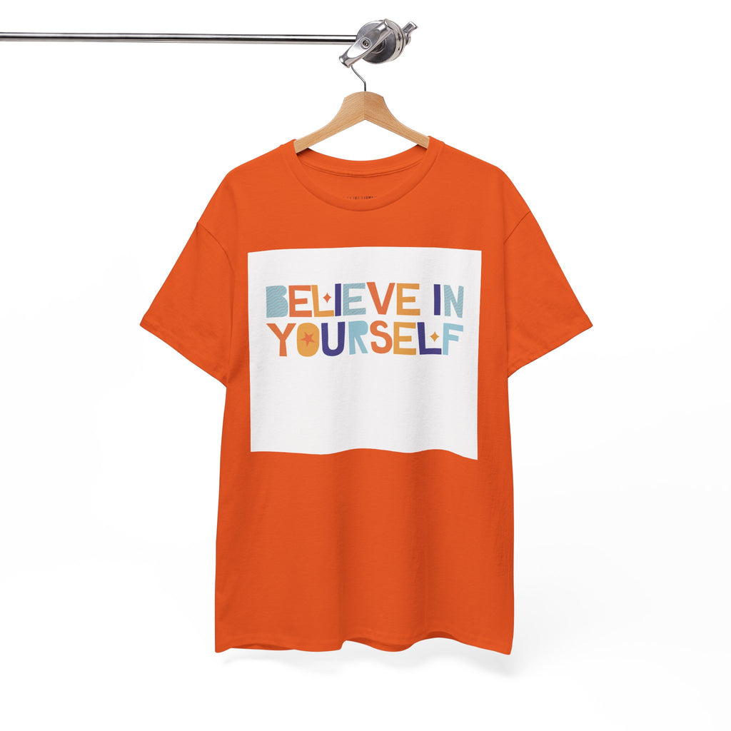 T-Shirt — "Believe in Yourself" Colorful Retro Motivational Tee