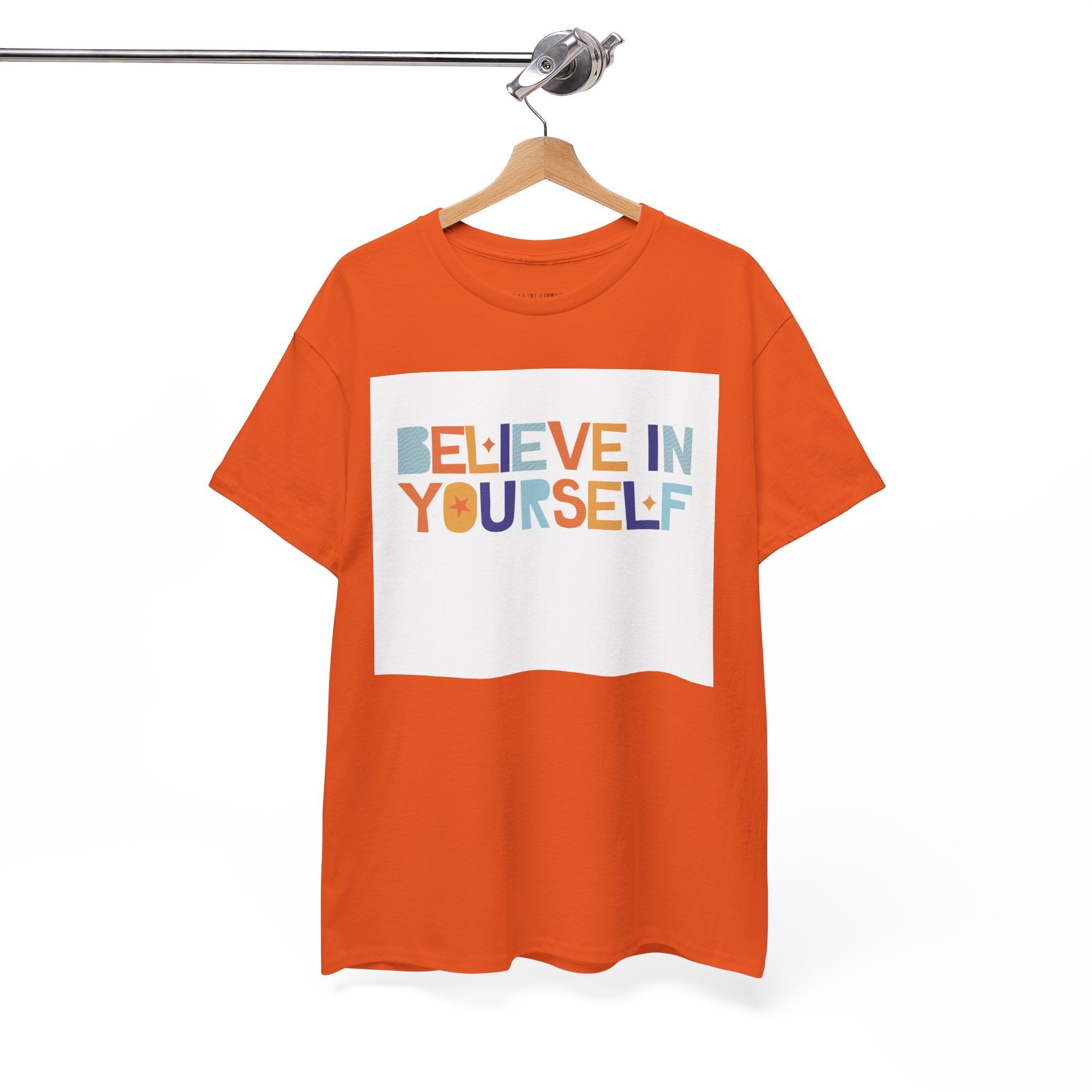 T-Shirt — "Believe in Yourself" Colorful Retro Motivational Tee