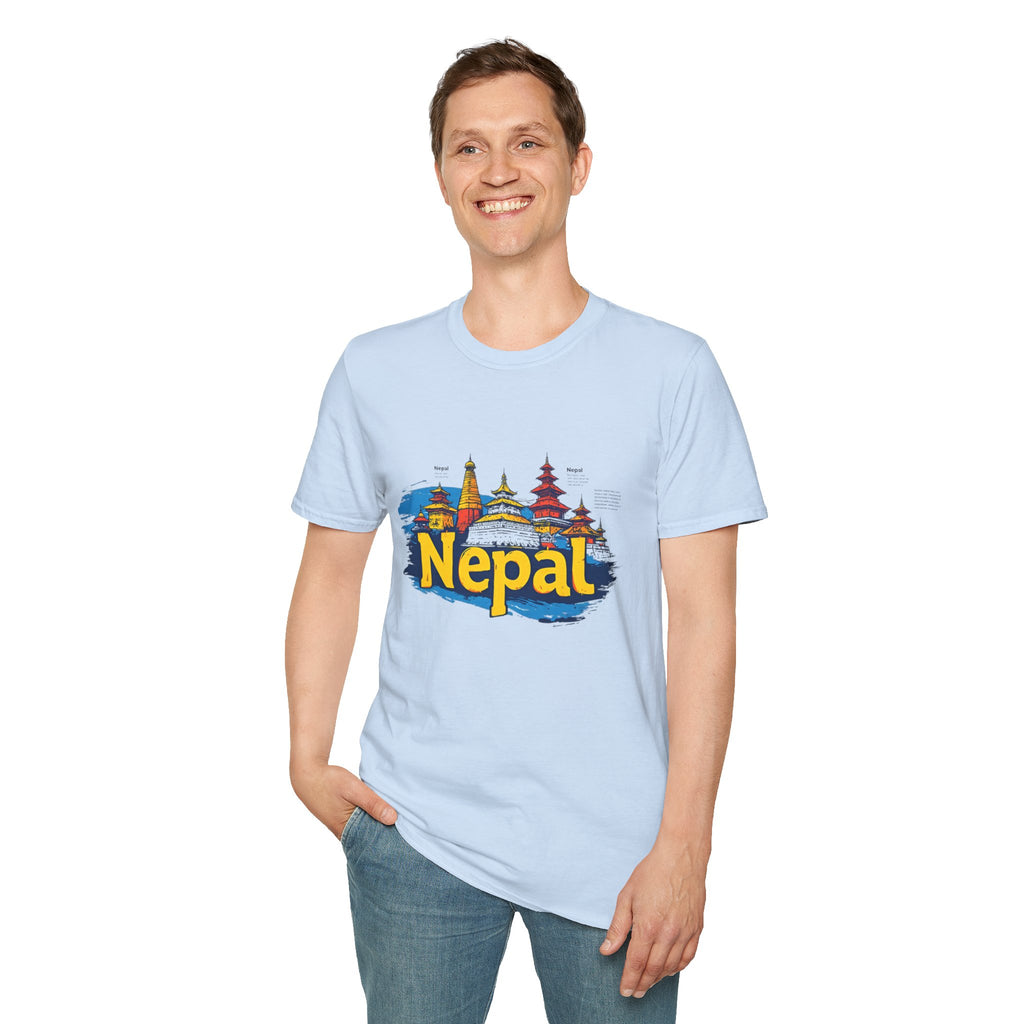 Nepal Temple Skyline T-Shirt – Nepali Cultural Heritage Graphic Tee, Travel & Spiritual Design