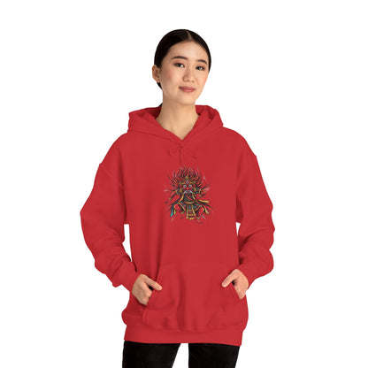 Demonic Oni Mask Hoodie — Japanese Demon Illustration Sweatshirt