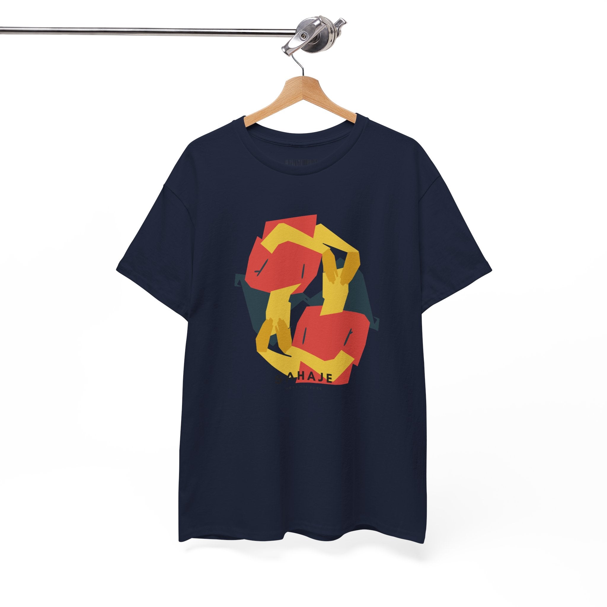 Foxes in Hexagon Graphic Tee — Minimal Geometric Animal Shirt