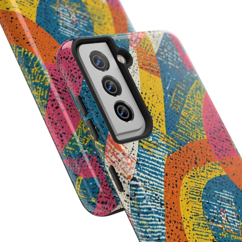 Bold Retro Abstract Tough Phone Case — Colorful Geometric Protective Cover