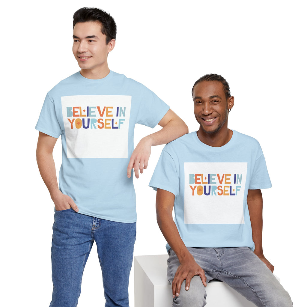 T-Shirt — "Believe in Yourself" Colorful Retro Motivational Tee