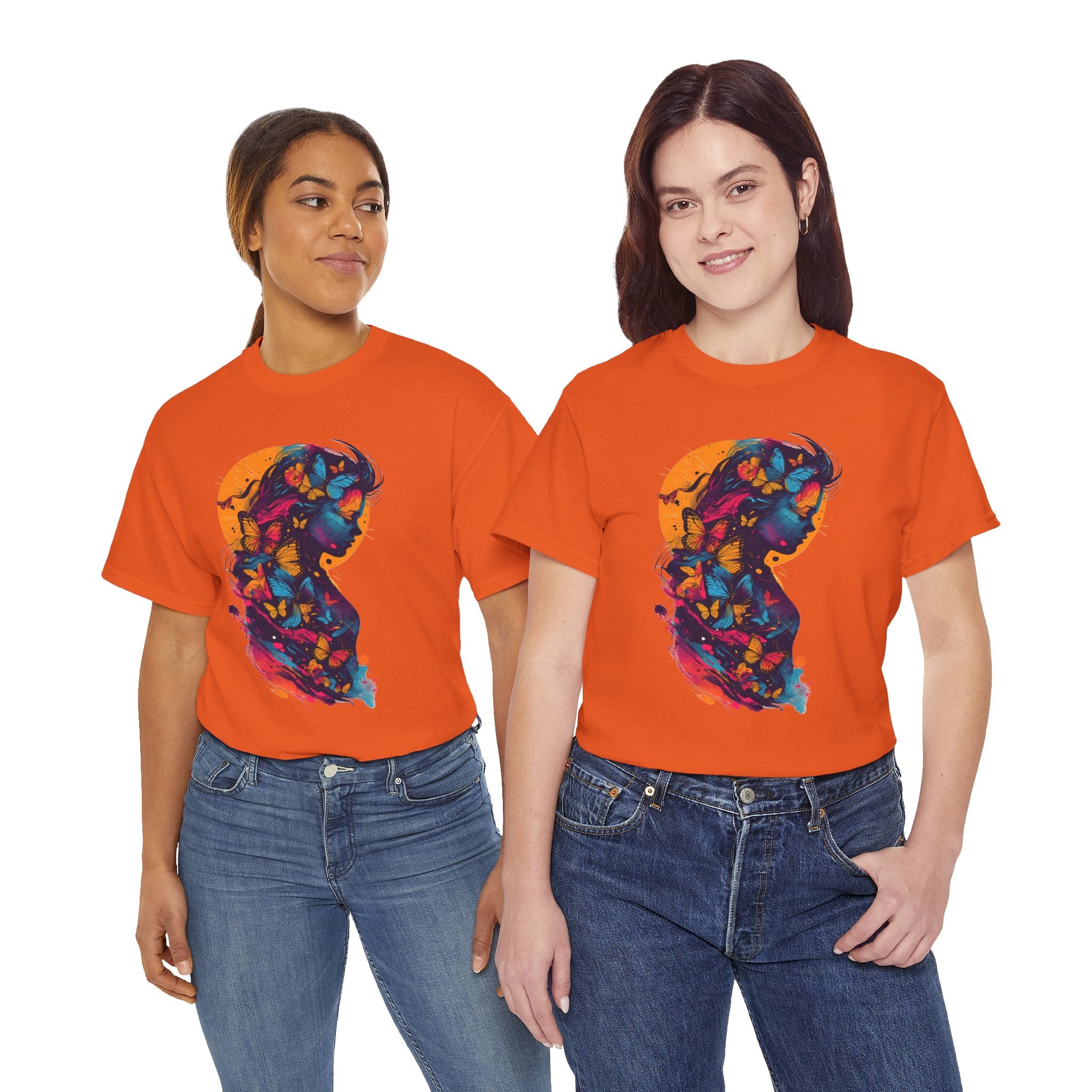 Butterfly Silhouette Graphic Tee — Colorful Maternity Profile Design