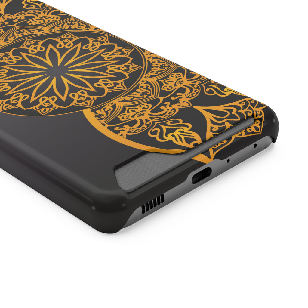 Elegant Mandala Phone Case With Card Holder, Boho Chic Gift, Smartphone Protector, Functional Accessory, Stylish Tech Decor