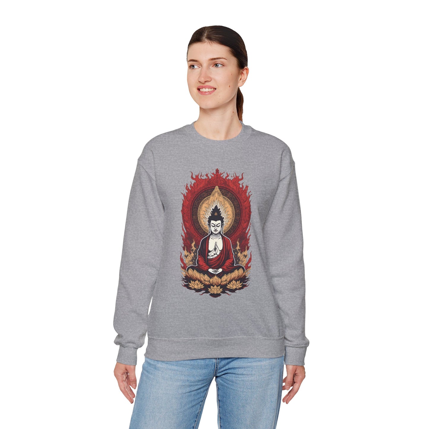 Buddha Lotus Flame Crewneck Sweatshirt