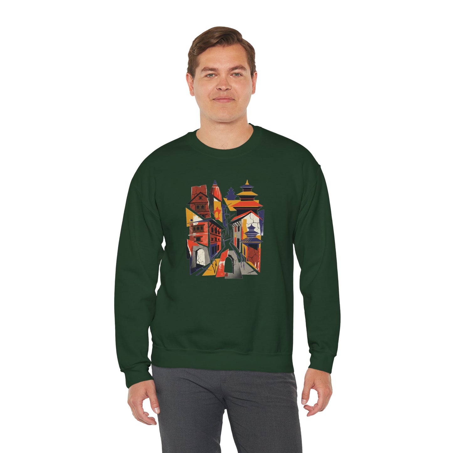 Crewneck Sweatshirt — Abstract Cityscape Graphic (Colorful Architectural Illustration)