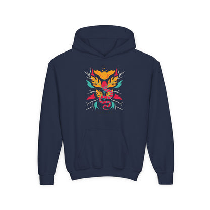 Youth Hoodie — Colorful Sahaja Floral Serpent Design