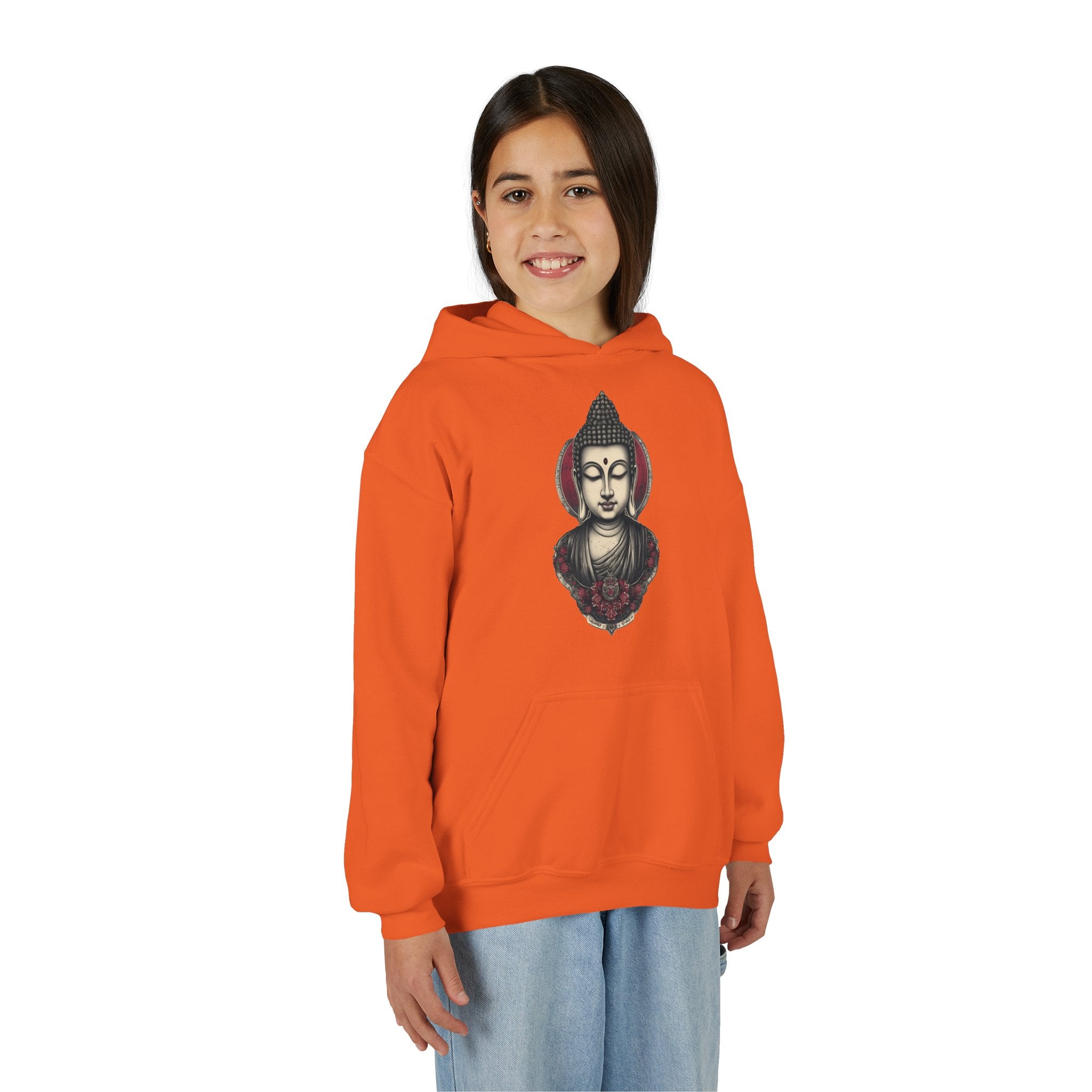 Buddha Head Youth Hoodie — Vintage Lotus Meditation Sweatshirt