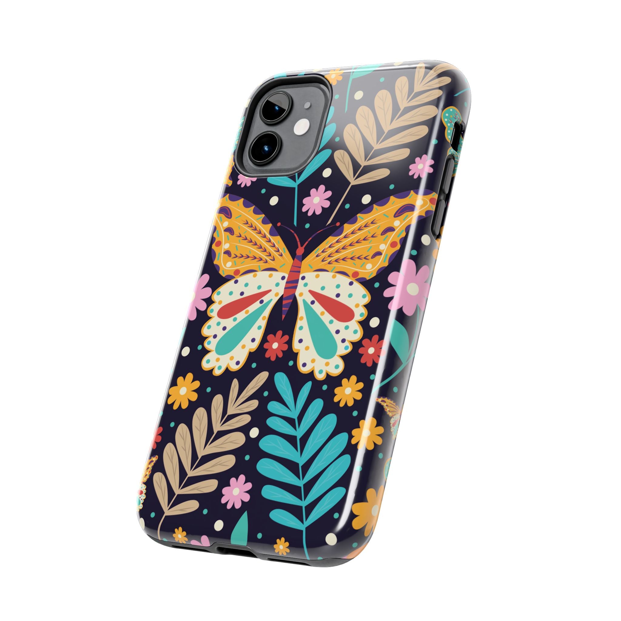 Floral Butterfly Tough Phone Case — Colorful Garden Protective Cover