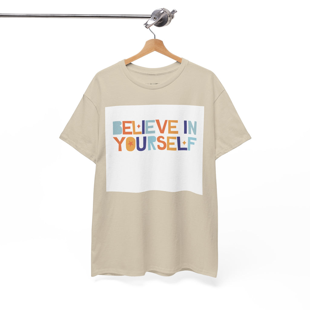 T-Shirt — "Believe in Yourself" Colorful Retro Motivational Tee