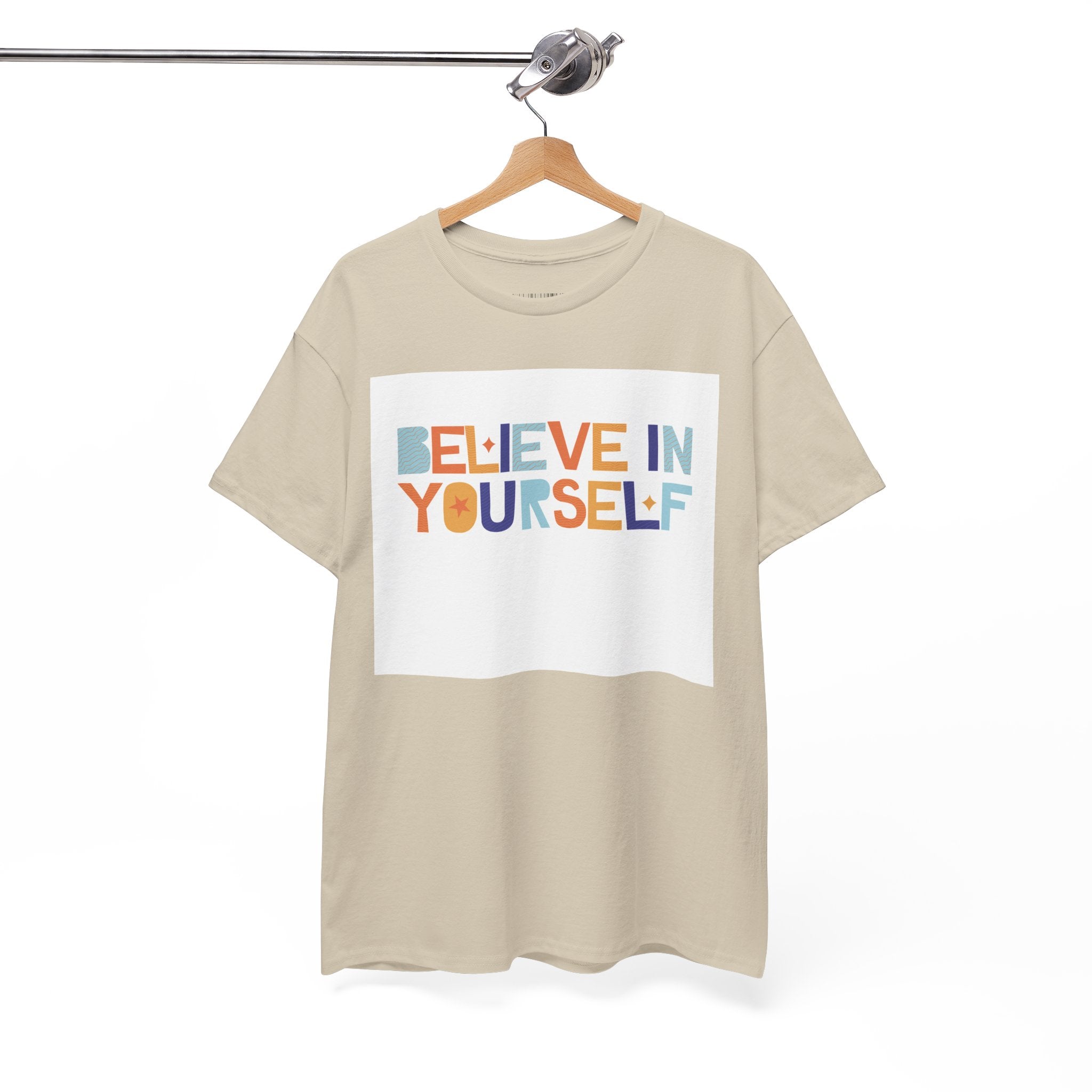 T-Shirt — "Believe in Yourself" Colorful Retro Motivational Tee