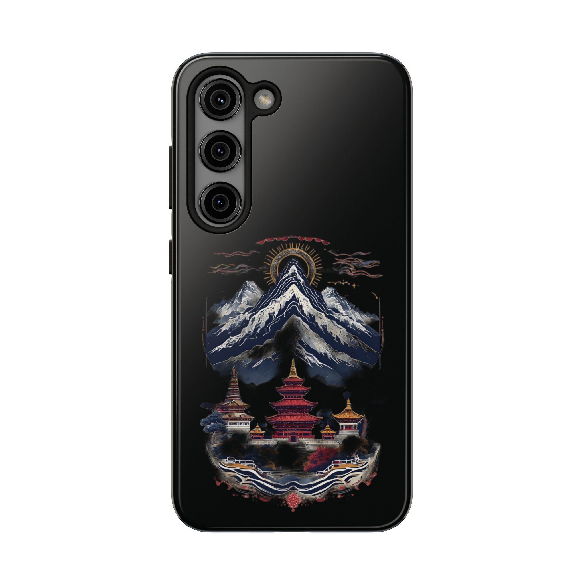 Mountain Temple Tough Phone Case — Japanese-Inspired Landscape Phone Cover