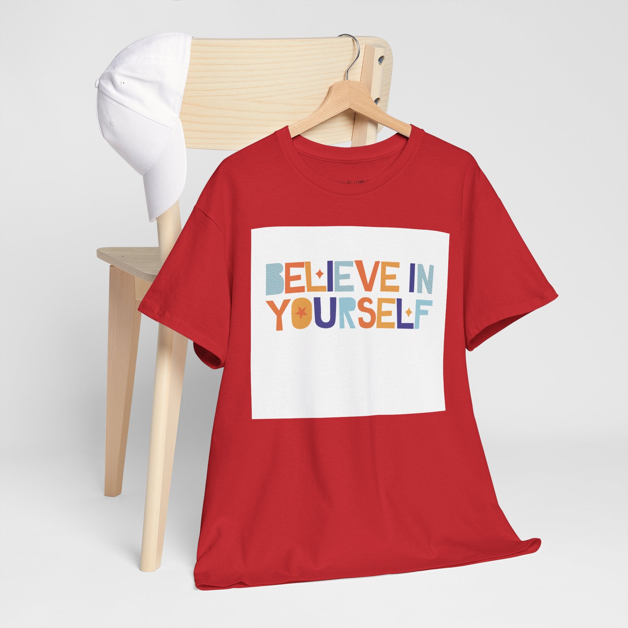 T-Shirt — "Believe in Yourself" Colorful Retro Motivational Tee