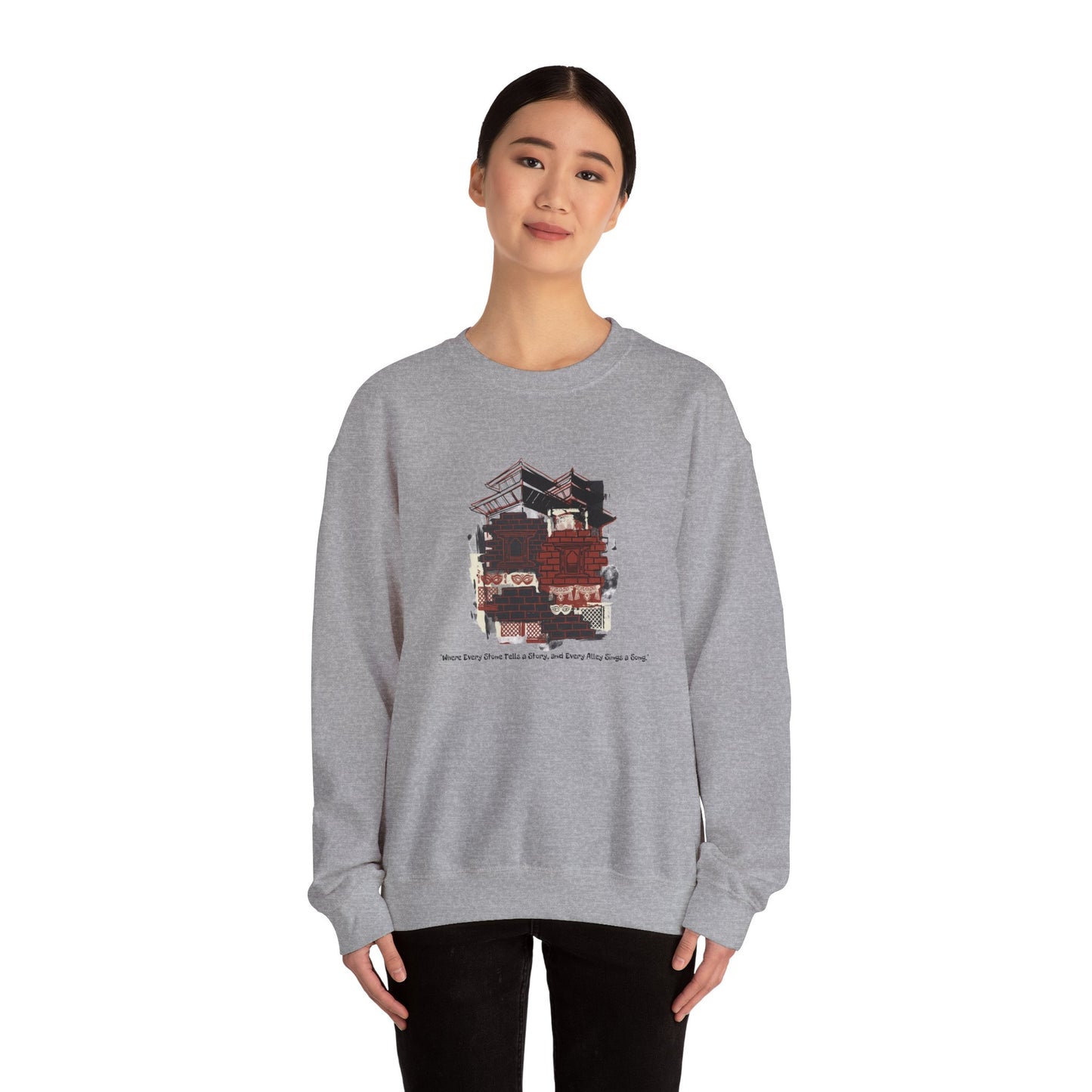 Crewneck Sweatshirt — Cozy Vintage Cabin Illustration with Quote