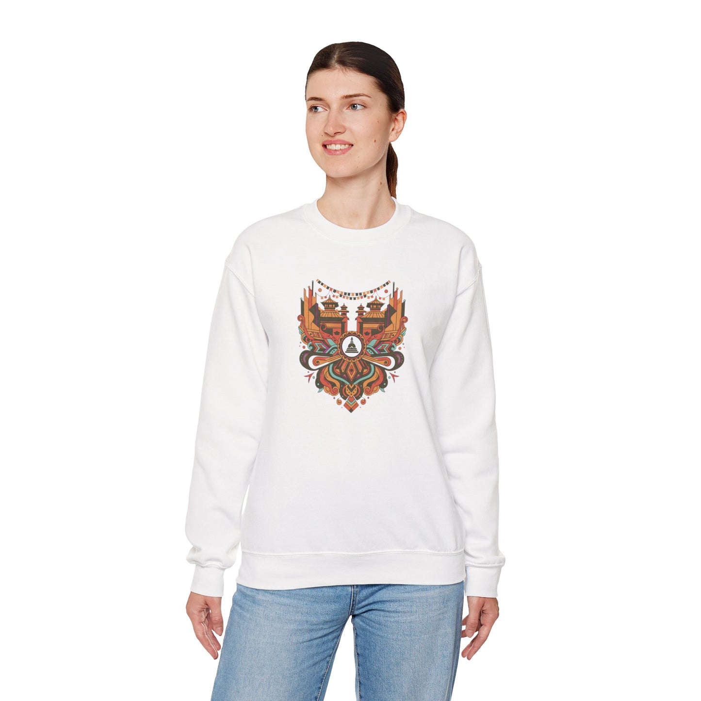 Vintage Tribal Fox Sweatshirt — Geometric Forest Animal Crewneck