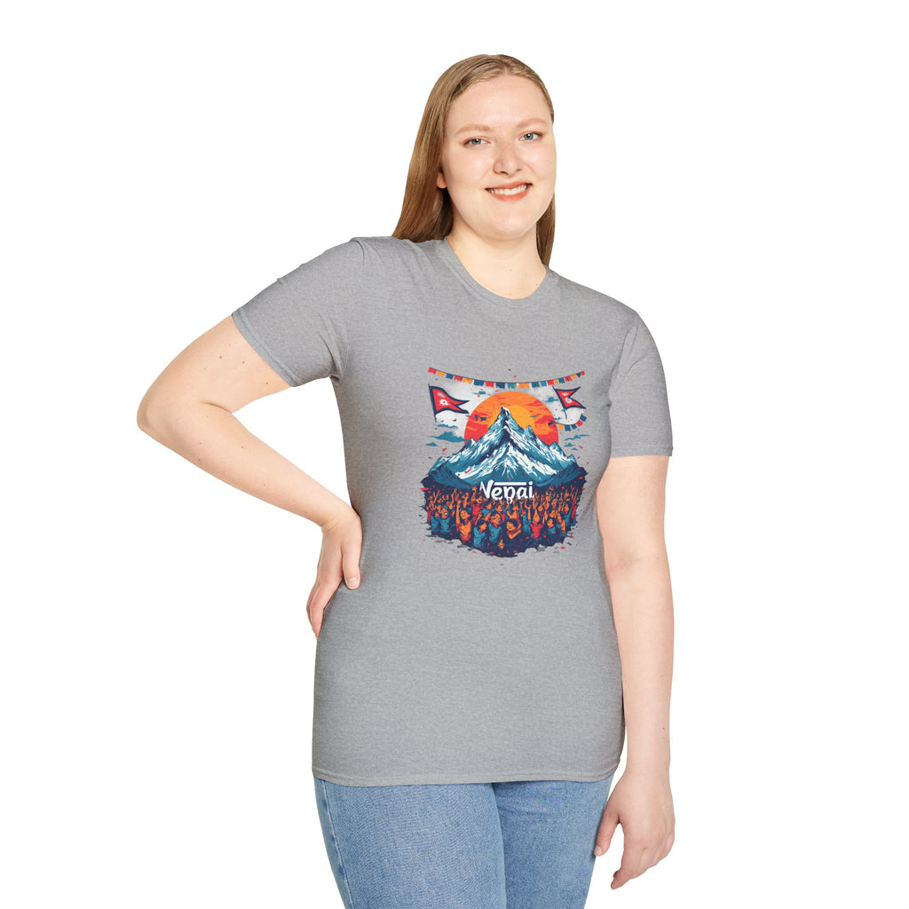 Nepal Mountain Sunrise T-Shirt — Retro Trekking Graphic Tee