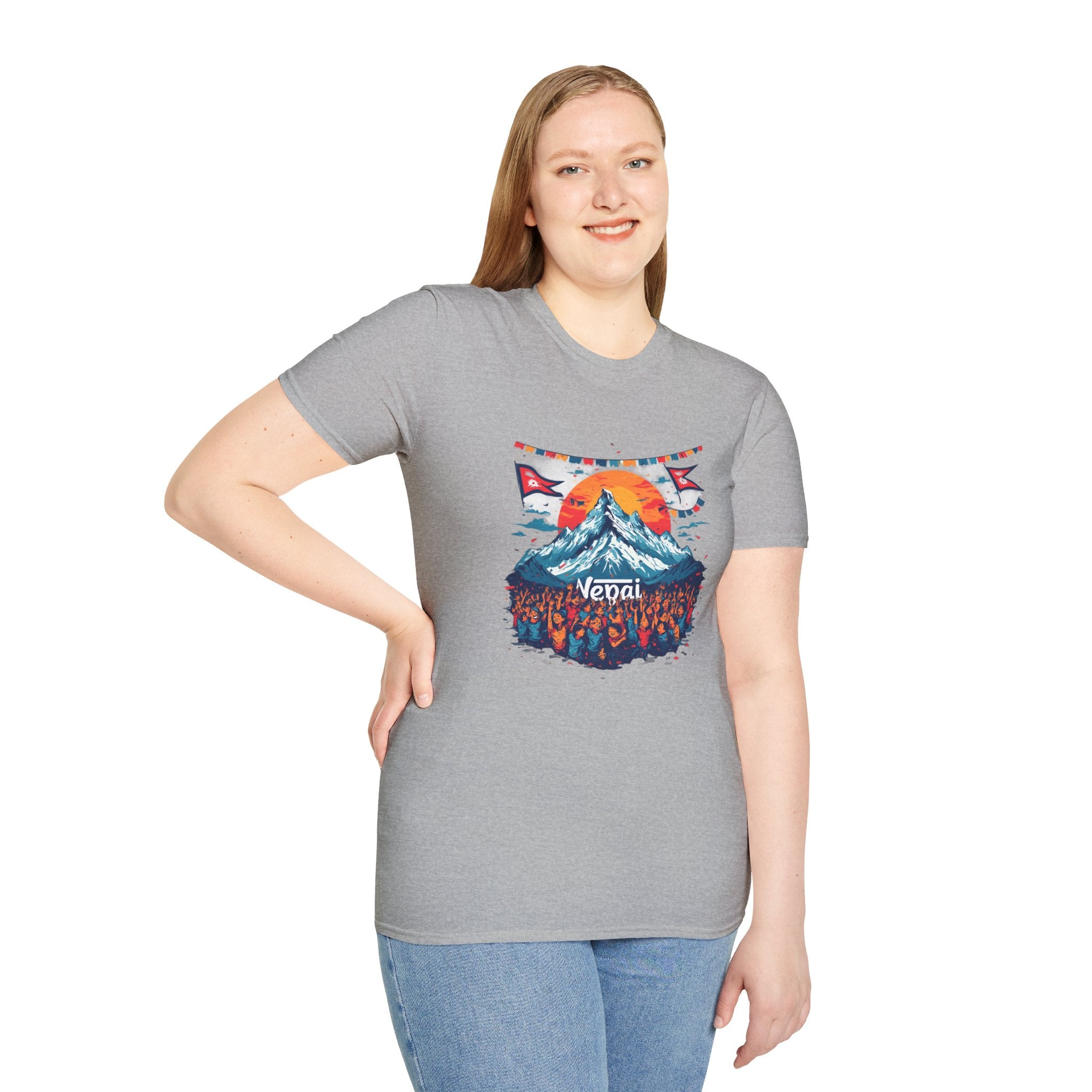 Nepal Mountain Sunrise T-Shirt — Retro Trekking Graphic Tee