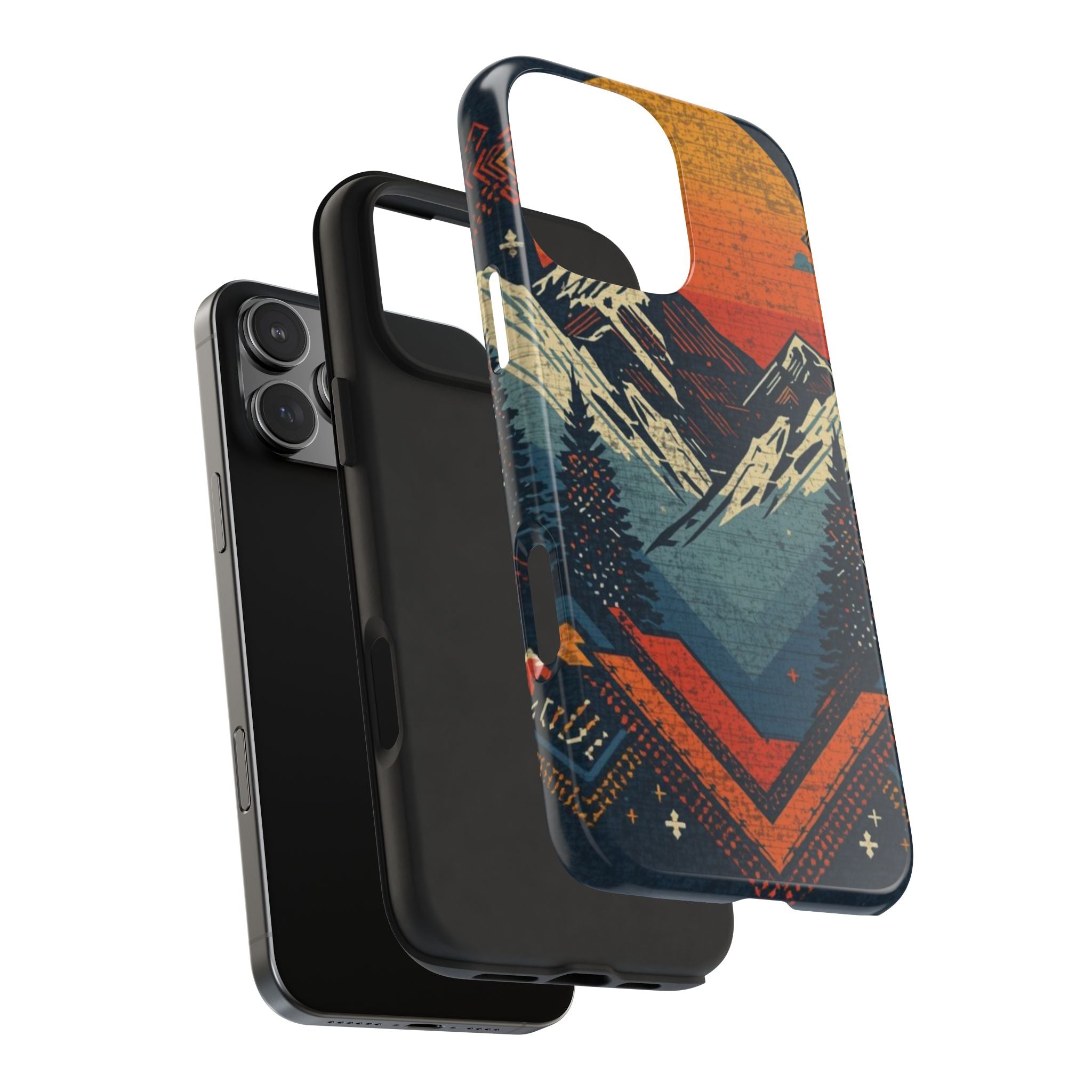 Tough Phone Case — Retro Mountain Sunset Design