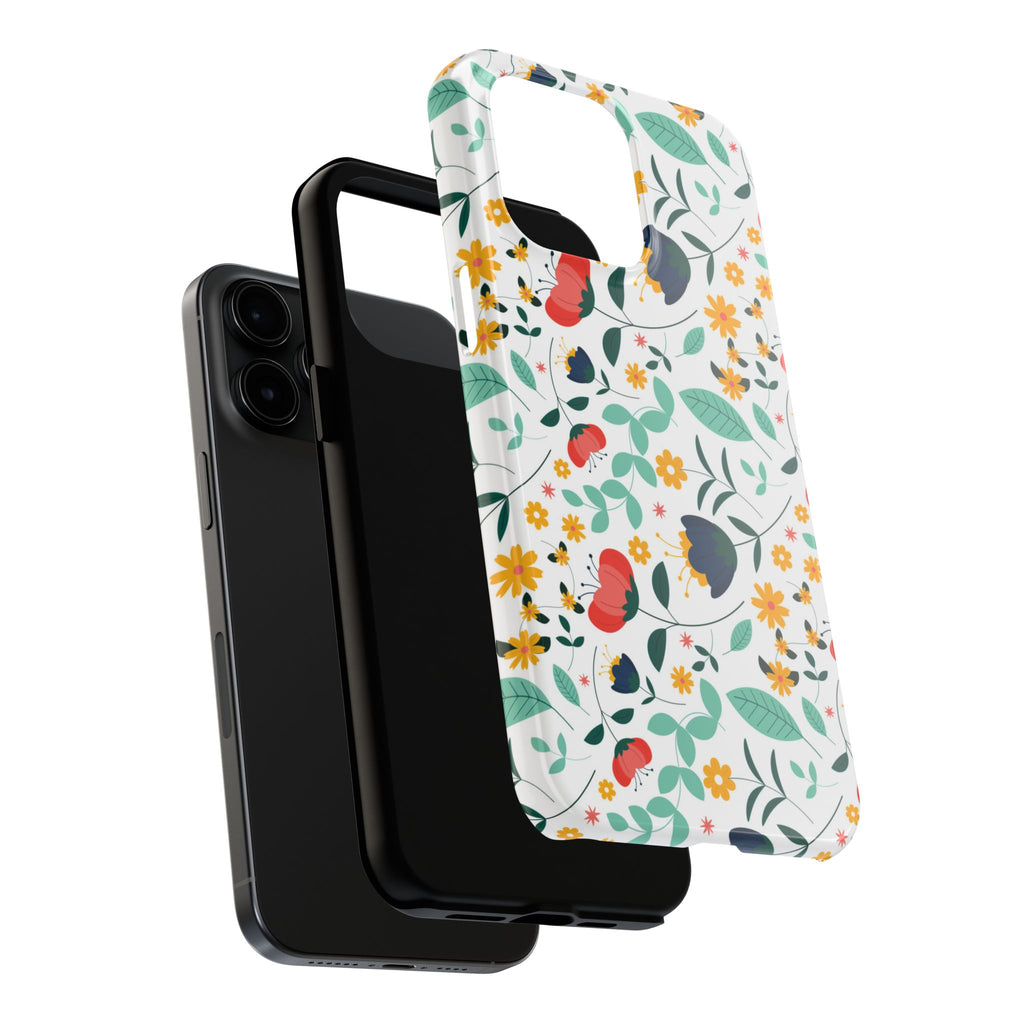Floral Pattern Tough Phone Case — Colorful Spring Flowers Phone Cover