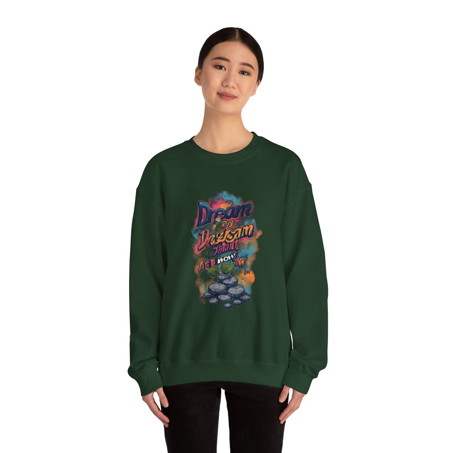Dream Big Crewneck Sweatshirt — "Dream, Design, Draw" Inspirational Graphic