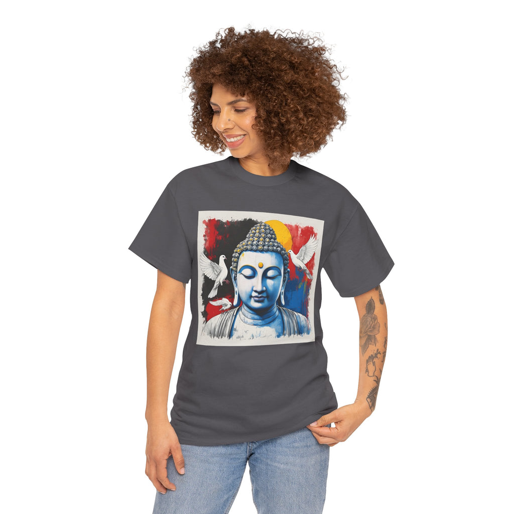 Buddha Peace Tee — Colorful Buddha & Doves Graphic T-Shirt