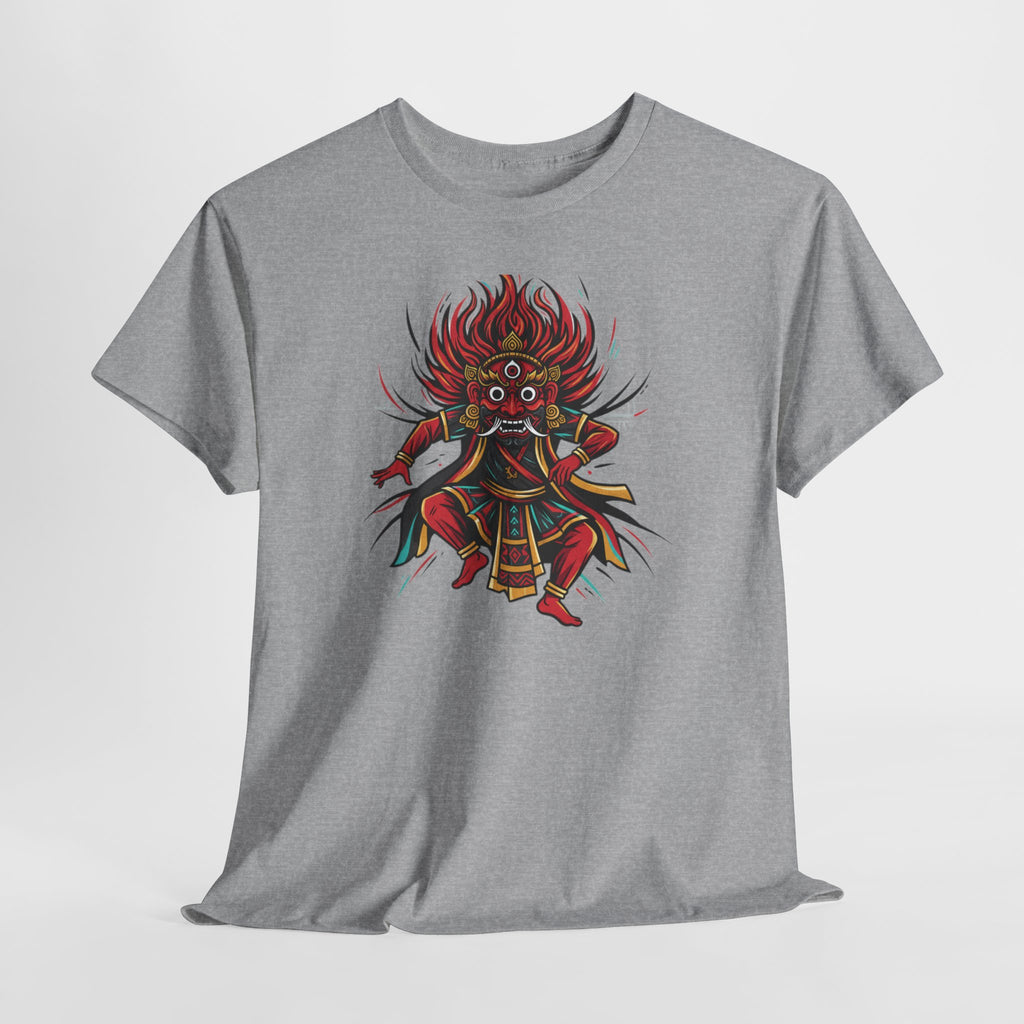 T-Shirt — Fierce Red Oni Demon Graphic Tee (Mythic Japanese Mask Design)