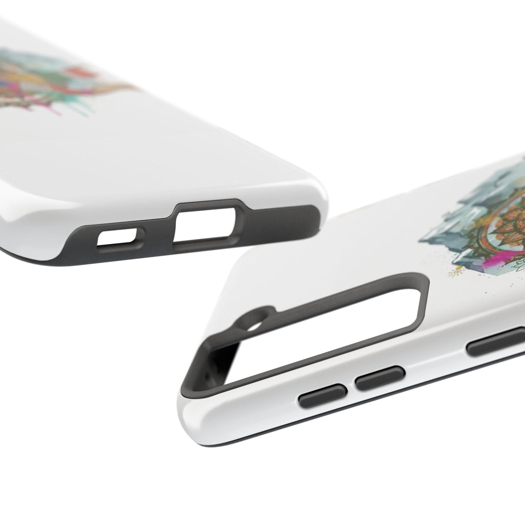 Mountain Compass Tough Phone Case with Prayer Flags & Fish Design