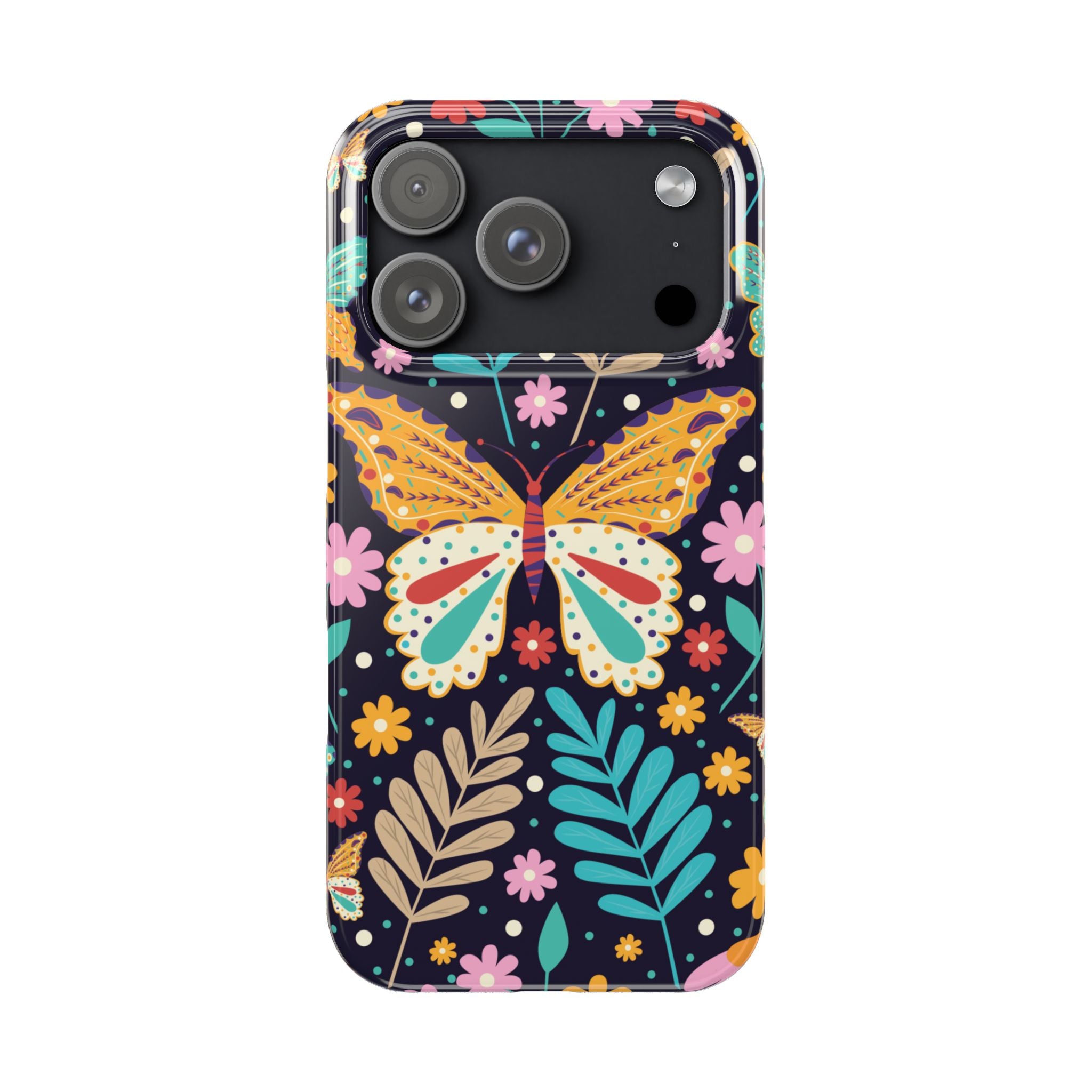 Butterfly Floral Slim Phone Case — Colorful Boho Garden Design