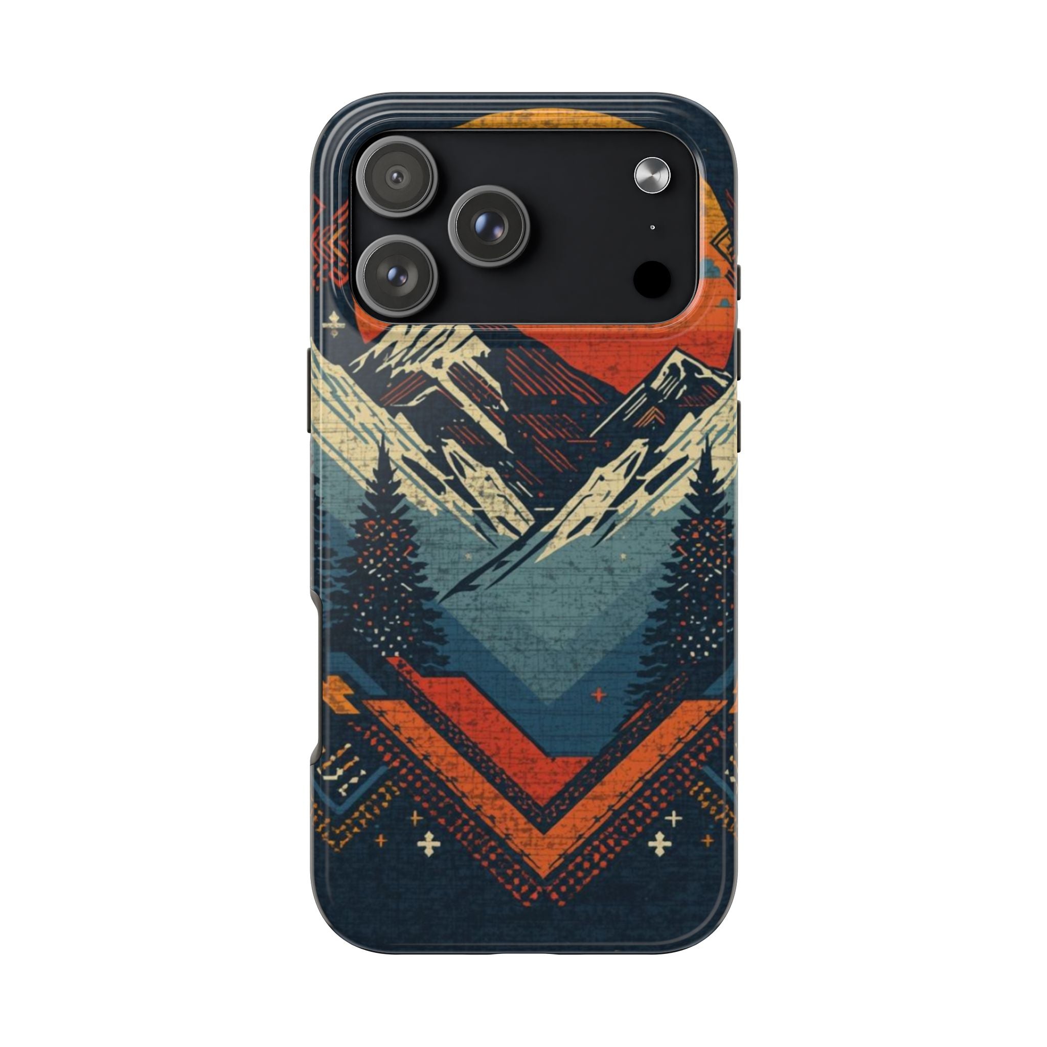 Tough Phone Case — Retro Mountain Sunset Design