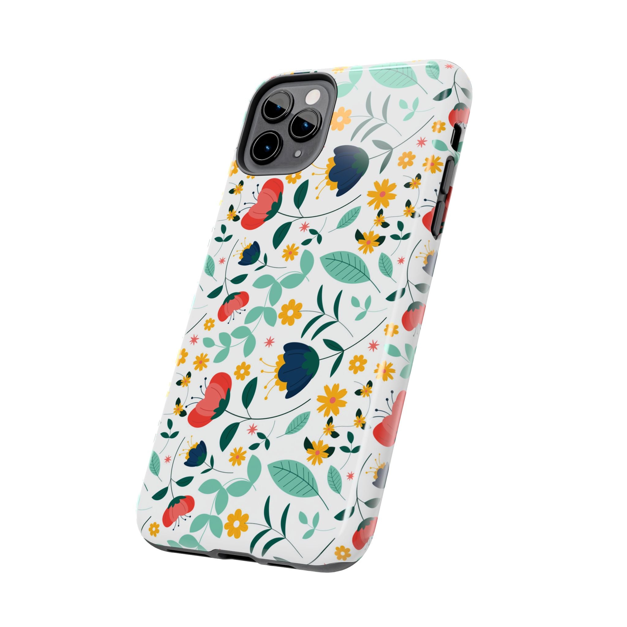 Floral Pattern Tough Phone Case — Colorful Spring Flowers Phone Cover