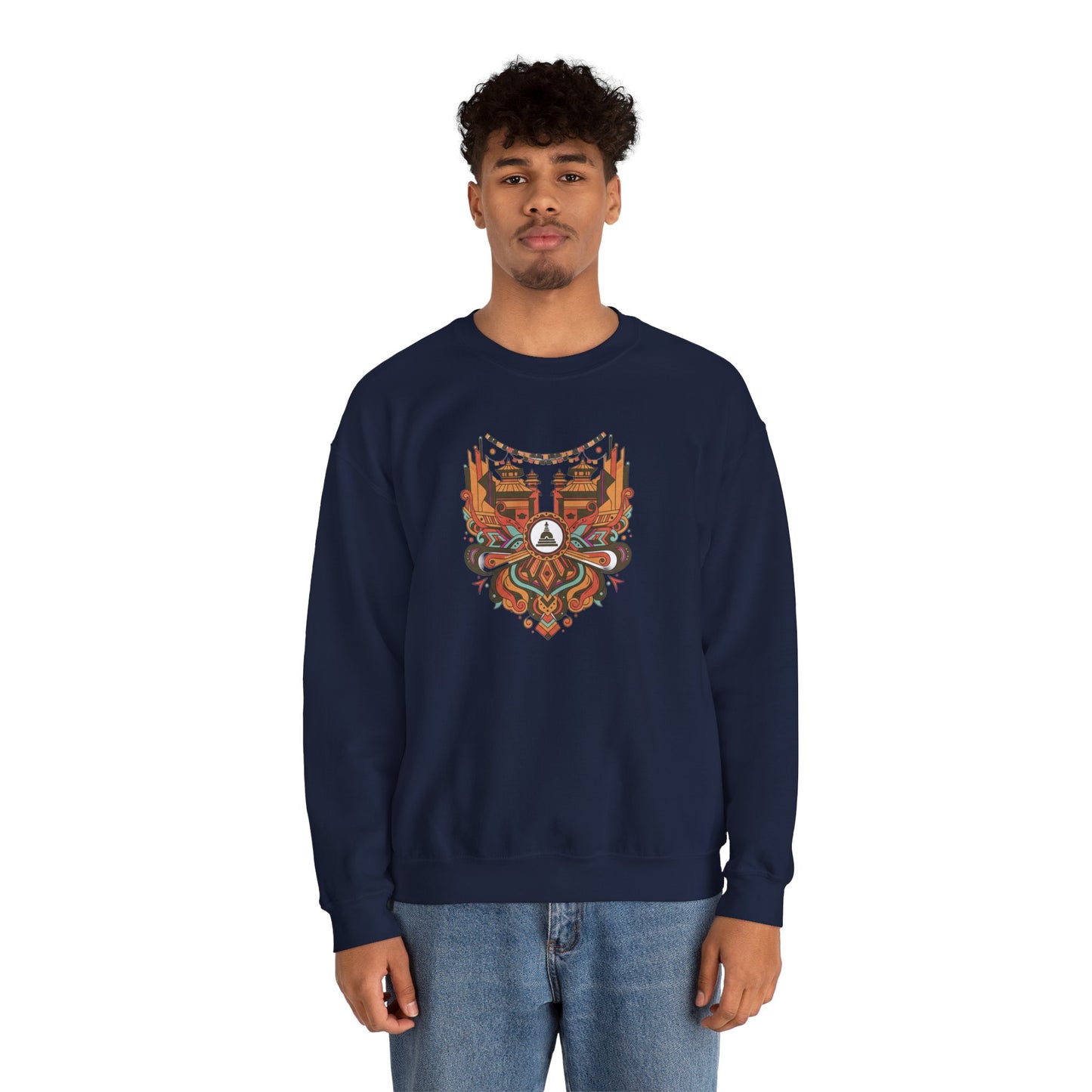 Vintage Tribal Fox Sweatshirt — Geometric Forest Animal Crewneck
