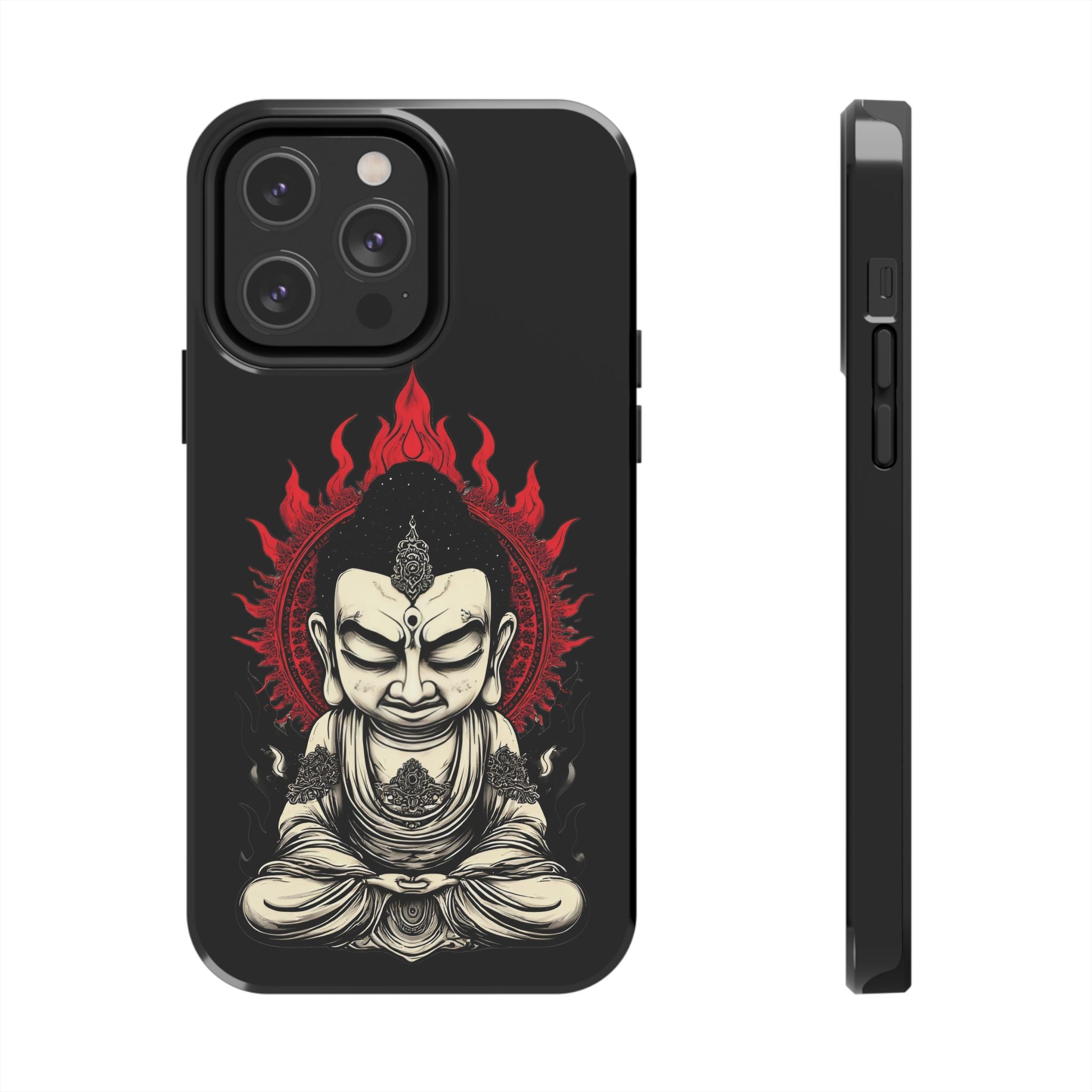 Meditative Buddha Tough Phone Case — Red Flame Zen Protection