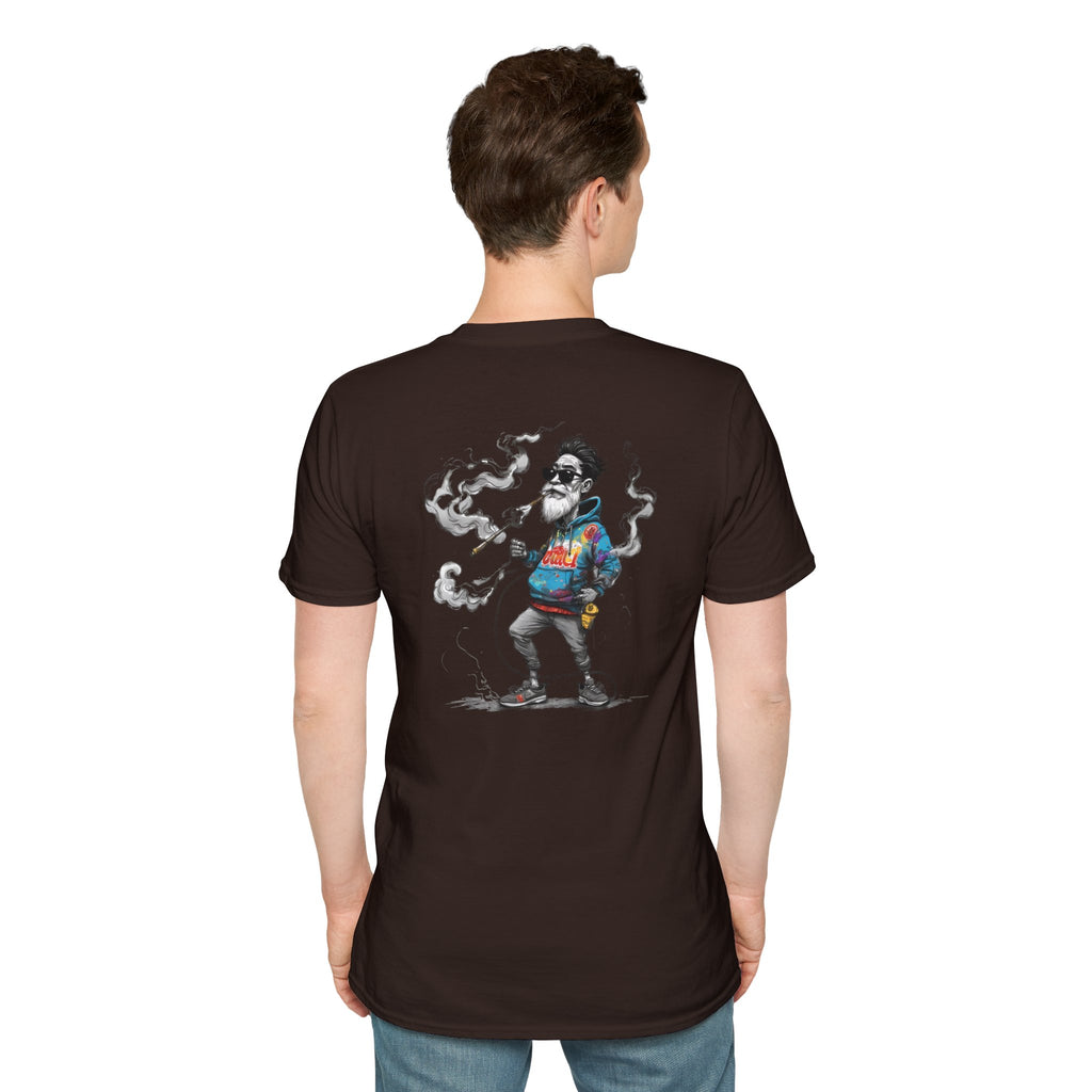 Cartoon T-Shirt – Funny Old Man Smoking Street Graphic Tee, Anti-Smoking Awareness Shirt
