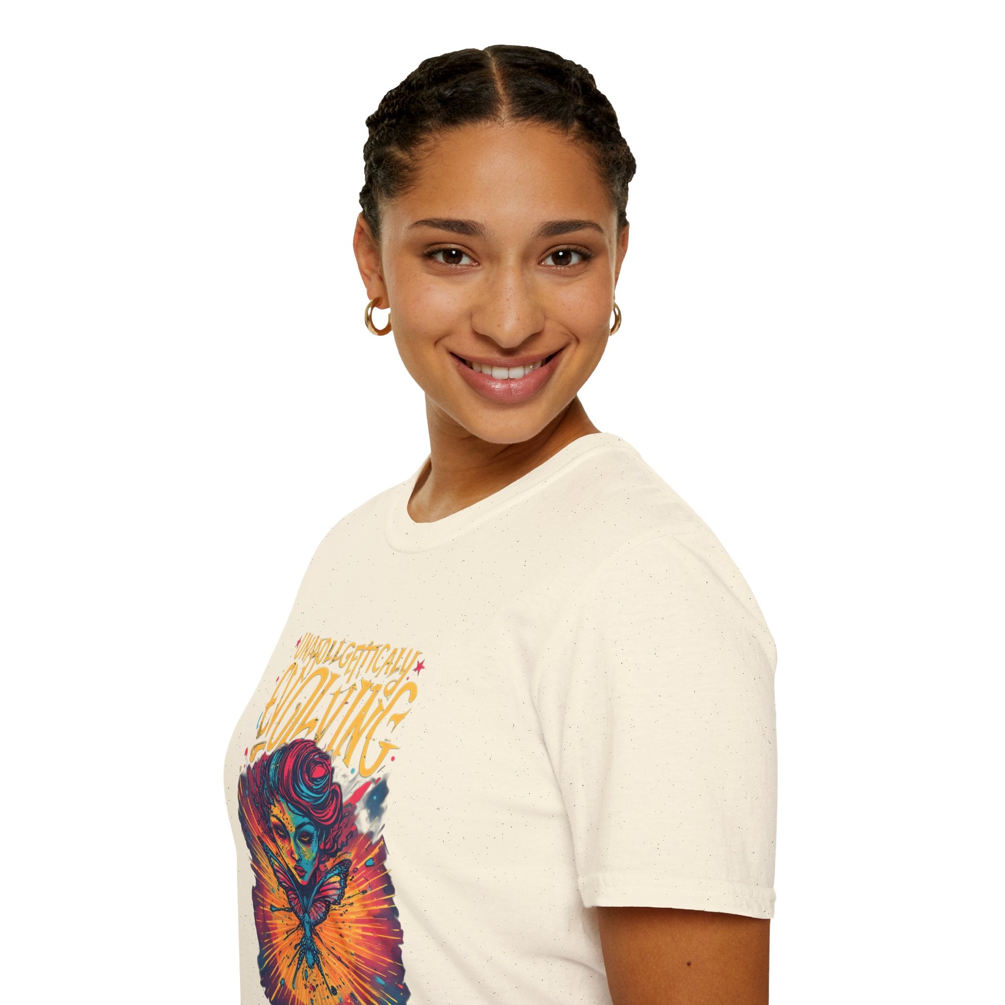 Evolving Butterfly Graphic T-Shirt — "Unapologetically Evolving" Vibrant Psychedelic Tee