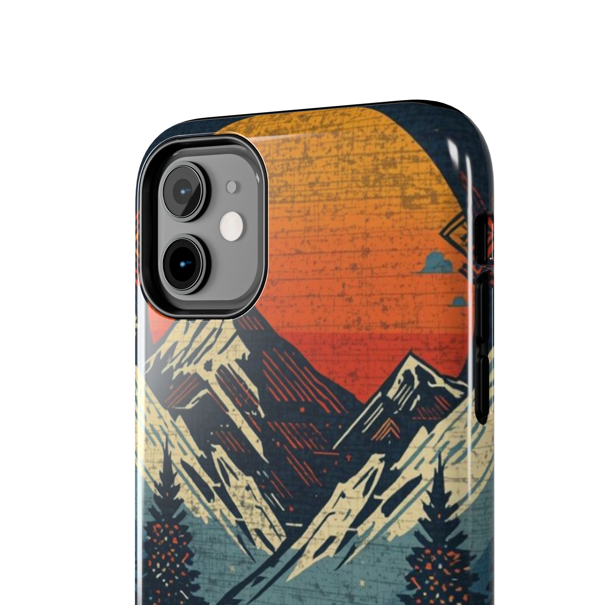 Tough Phone Case — Retro Mountain Sunset Design