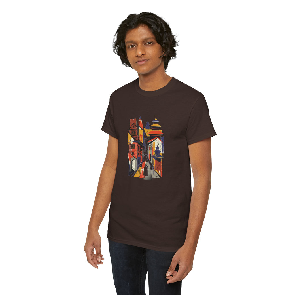 Cityscape Abstract Tee — Colorful Urban Architecture Graphic T‑Shirt