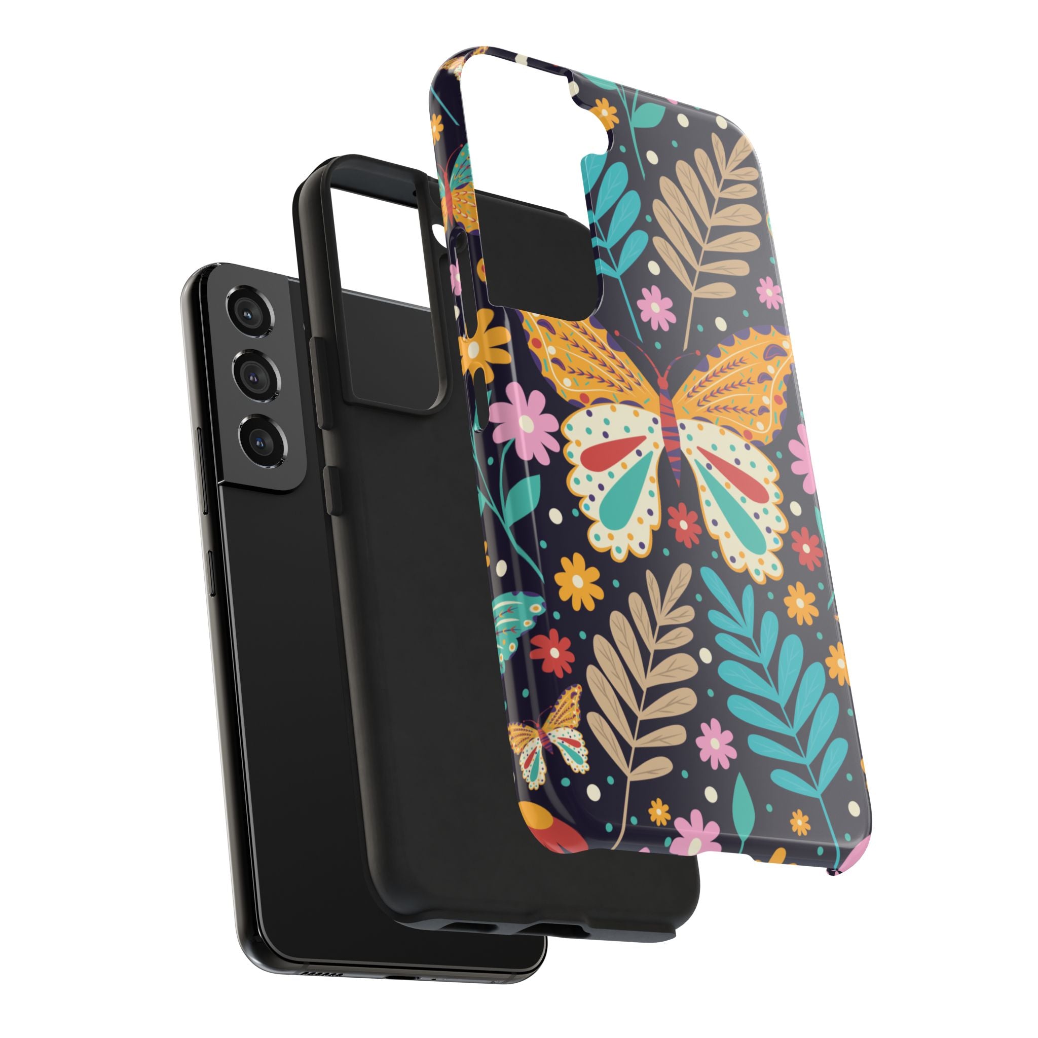 Floral Butterfly Tough Phone Case — Colorful Garden Protective Cover